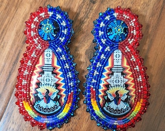 Native Made Perlen Ohrringe, Wasservogel Design, Perlen Ohrringe, Tante Ohrringe, zeremonielle Ohrringe, Alltagsschmuck