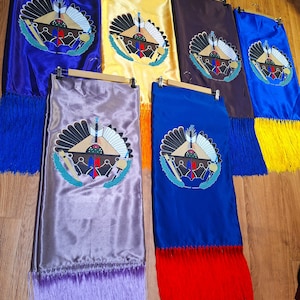 NAC Prayer Shawl Satin with Fringe Waterbird & Instrument Print