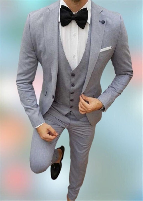 Grey 3 piece hotsell suit slim fit