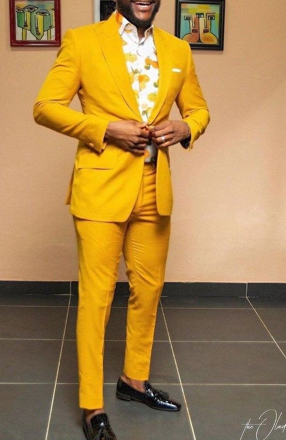 Summer Beach Linen Yellow Wedding Suits Online | Bagtesh Fashion