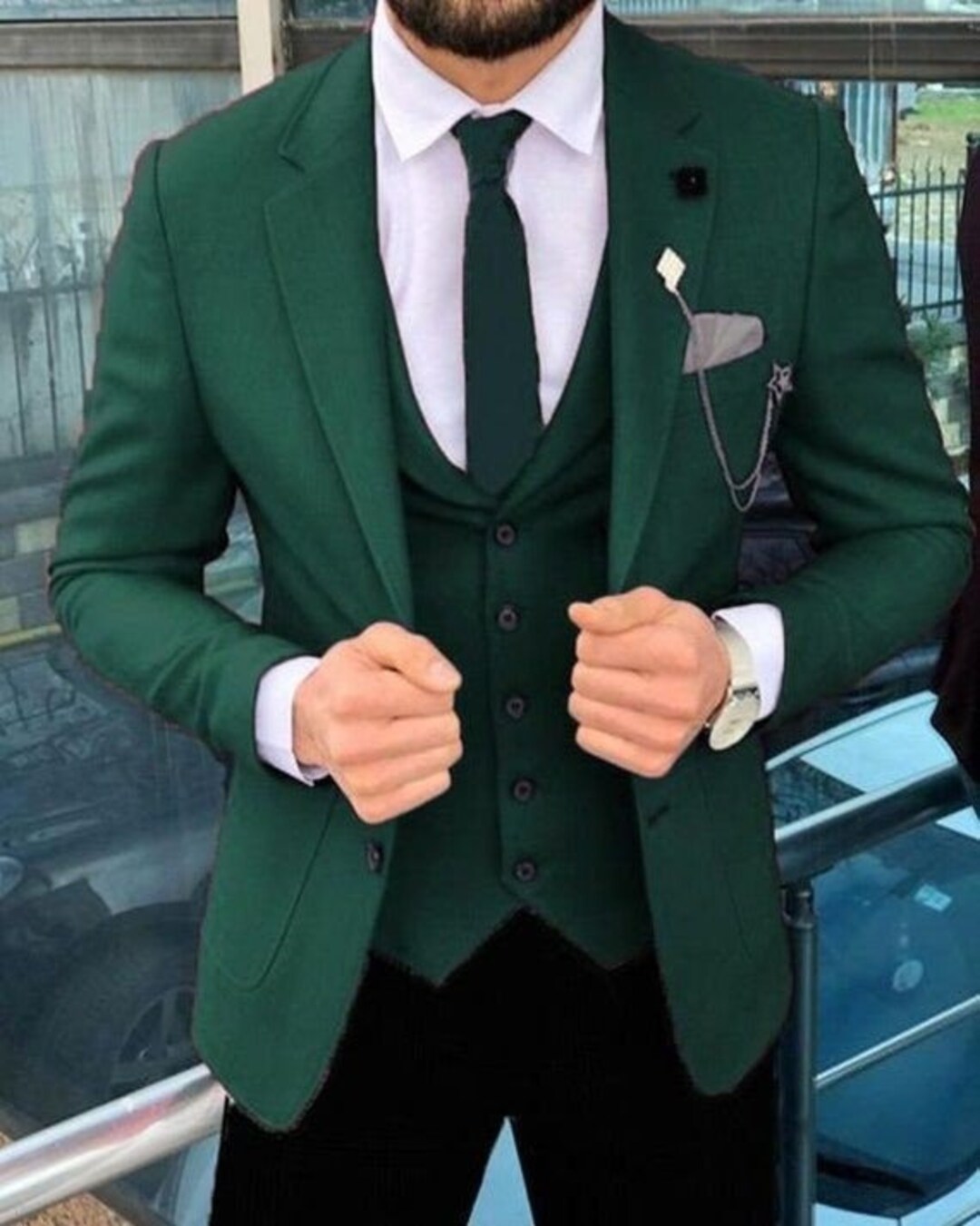 Men's Green Wedding Stylish Suit Men Ultimate Two Button Suit Men Party ...