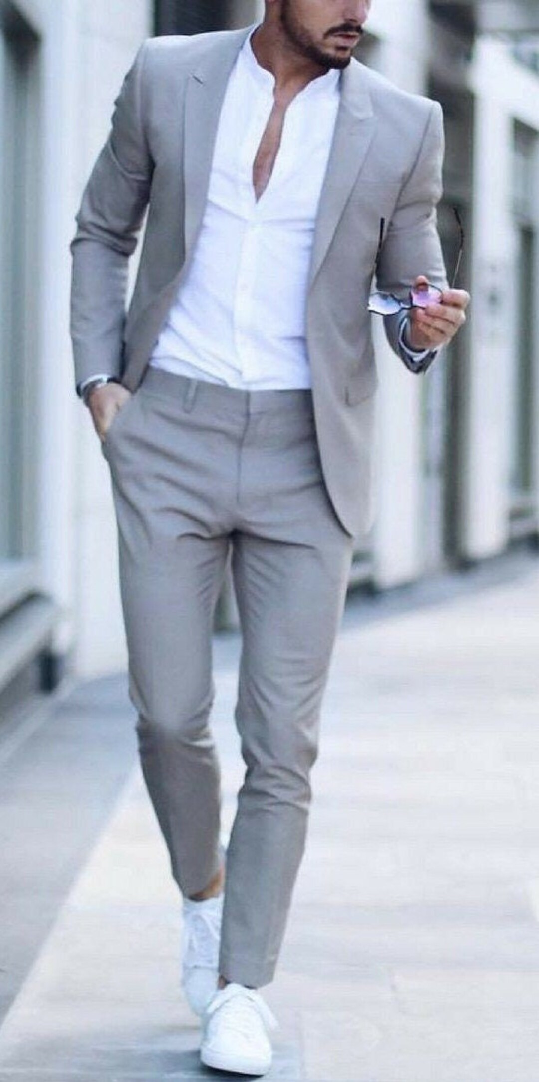 Men Grey Slim Fit Suits Men Wedding Suit for Men Grey 2 Piece Suit Men ...