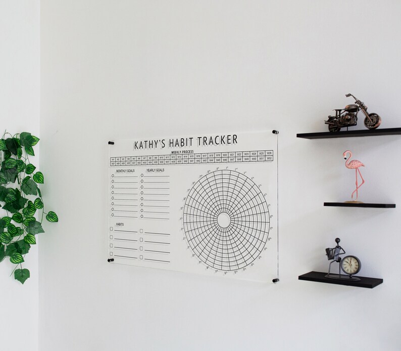 Personalized Habit Tracker Board Acrylic Goal Tracker Etsy