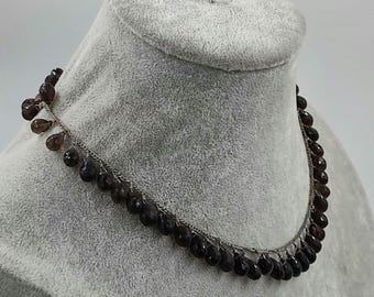 スモーキークォーツ ドロップ ネックレス、シルバー レインドロップ ネックレス、母の日に最適なギフト、ティアドロップ ネックレス、絶妙なジュエリー。