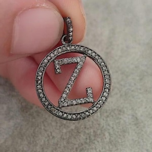 Collar con letras de diamantes, collar con la letra Z, joyería de plata de ley 925, collar con alfabeto de diamantes, regalo de joyería especial, collar minimalista