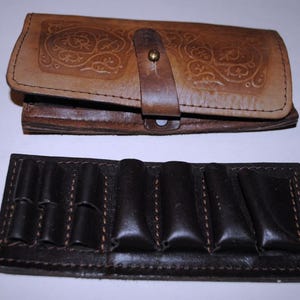 Leather 16 gauge ammo pouch with bonus