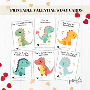 Dinosaurier-Valentinstagskarten | Süße Dino-Valentinstagskarten | Valentinstagskarten für Kinder | Freundschaftskarten | Digital