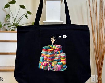 Sewing Canvas Tote Bag, Sewing Machine Bag, Funny Quilting Tote Bag, Office Sewing Lover Gift, Creative Sew Bag