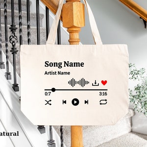 Personalized Song Playlist Tote, Customized Soundtrack Album Gift, Custom Music Tote, Customized Musician Bag, Persoanalized Musician
