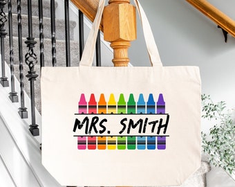 Custom Tote Bag, Teacher Gift, Custom Teacher Gift, Teacher Appreciation Gift, Personalized Teacher Tote Bag, Crayon Custom Tote