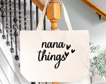 Grandma Essentials Tote, Grandma Bag, Nana Things Tote Bag, Personalized Grandma Gifts, Grandma's Birthday Surprise, Gift for Grandma-to-Be