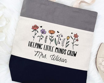 Personalized Teacher Tote Bag, Custom Teacher Tote Bag, Customized Women Tote Bag, Teacher Gifts, Graduation Gift, Crayon Custom Tote