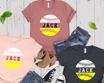 Custom Softball and Baseball Shirt, Mom Tee, Personalized Mom Baseball Shirt, Mom Softball Shirt, Mom of Both Sports Shirt, Game Day Shirt