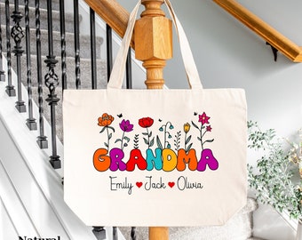 Grandma's Special Gift, Custom Totes For Grandma, Personalized Tote Bag For Mom, Grandpa Gift Tote Bag, Grandpa, Grandma, Grandma Gift
