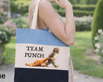 Team Punch Monkey Tote Bag, Emotional Support Animal Canvas Tote