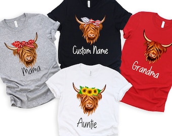 Highland Cow Personalized Shirt, Cute Cow Shirt , Cow Shirt For Mom, Custom Highland Cow Shirt, Farm Shirt,  Farm Gift Shirt