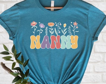 Nanny Shirts, Custom Grandma Shirt, Personalized Nanny Tee, Custom Mother Gift Tee Shirt, Mothers Day Gift, Mothers Day Shirt, Gift For Mom