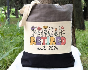 Retired Tote Bag Gifts, Women Gift Tote Bag, Floral Retired 2025, Retirement Gifts, Flowers Gift Tote Bag, Gift For Women, Gift For Her