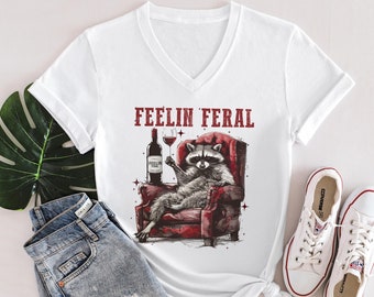 Feelin Feral Shirt, Raccoon Shirt, Feral Raccoon Gift Tee, Funny Raccoon Tshirt, Wildlife Tee, Nature Lover T-shirt, Feral Life Gift Shirts