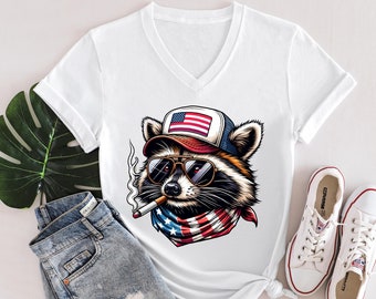 Funny Raccoon 4th Of July Shirt, Independence Day Tee Shirt, Funny Patriotic Tshirt, Funny American T-Shirt, Fourth Of July Gift Shirts