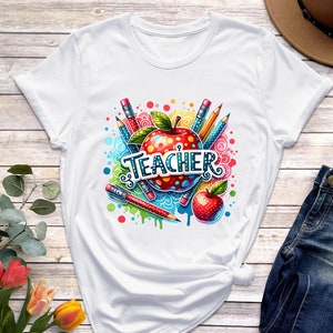 Teacher Appreciation T Shirts, Teacher Appreciation Gift Tees, Teacher Gifts, Teacher Shirt, Teacher Apple  T-Shirt, Last Day School Shirts