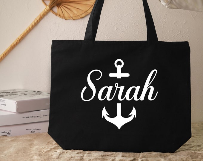 Custom Anchor Tote Bag, Custom Sail Tote, Sailing Bag, Sailing Gift, Personalized Canvas Bag, Nautical Gift, Stylish Tote Bag with Anchor