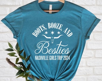 Fun Nashville Girls Trip 2026 Shirt, Boots Booze Tee, Besties Vacation T-shirt, Bachelorette Party Shirt, Girls Weekend, Country Concert Tee