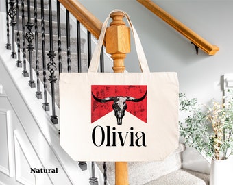 Personalized Tote, Eco-Friendly Tote Bag, Western Print Tote Bag, Personalized Canvas Tote Bag, Western Vintage Tote Bag, Western Tote Bag