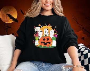 Halloween Pumpkin Sweatshirt, Welcome Great Pumpkin Sweater, Halloween Hoodies, Thanksgivin Sweat, Ghost Pumpkin, Thanksgivin Family Gifts