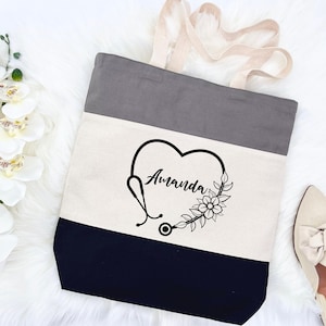 Customized Nurse Tote Bag, Custom Tote Bag For Gift, Personalized Tote Bag For Women, Nurse Appreciation Gift, Nurse Week Gift