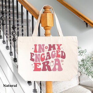In My Engaged Era Large Canvas Tote Bag, Bachelorette Gifts, Bachelorette Party Favor, Bachelorette Party Tote, Beach Bag, Beach Tote