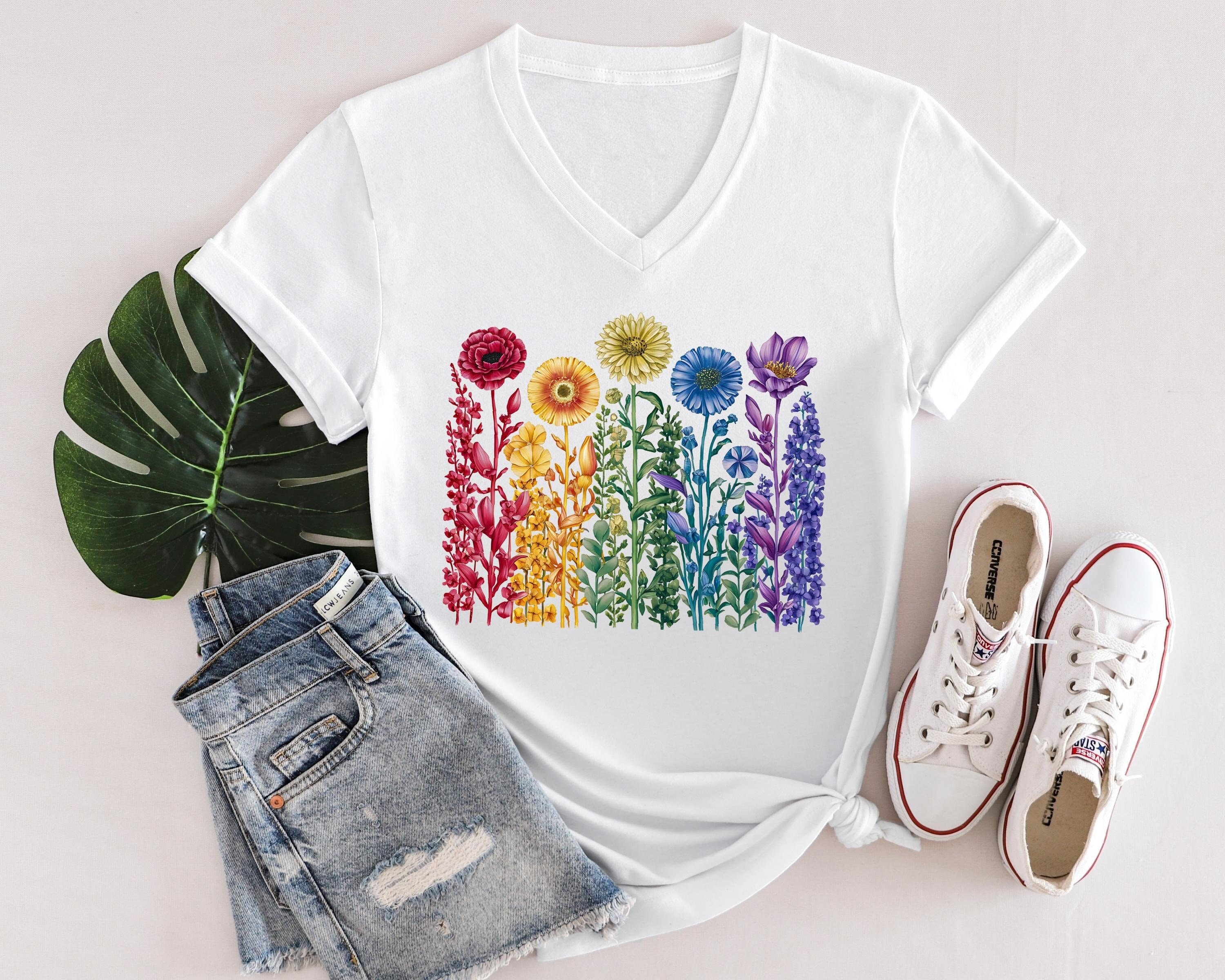 Rainbow Flower Tshirt - Etsy
