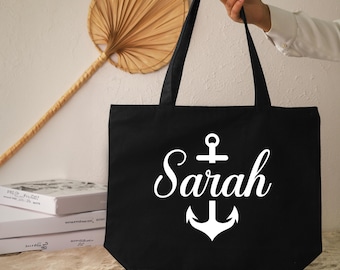 Custom Anchor Tote Bag, Custom Sail Tote, Sailing Bag, Sailing Gift, Personalized Canvas Bag, Nautical Gift, Stylish Tote Bag with Anchor