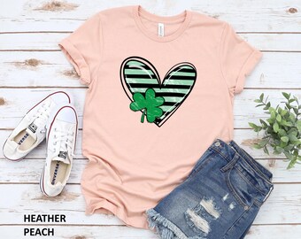 Shamrock And Hand Drawn Heart St Patty's Day Shirt, St. Patricks Day Shirt, Shamrock Shirts, Patrick's Day, Irish T-Shirt, Four Leaf Clover