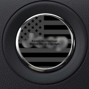 Steering Wheel Overlay Decal • Black Gray USA Flag