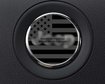 Steering Wheel Overlay Decal • Black Gray USA Flag