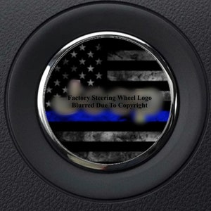 Thin Blue Line Flag Steering Wheel Overlay Decal • Compatible with Jeep Models