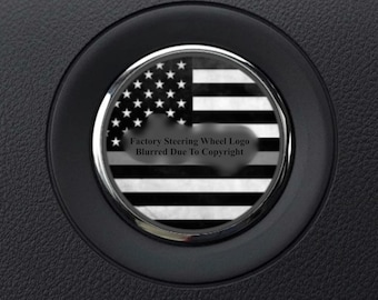 Steering Wheel Overlay Decal B&W American Flag Compatible With Jeep Models