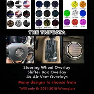 THE TRIFECTA ステアリングホイール、エアベント、シフターオーバーレイデカール 2011～2018年式 Wranglers 専用