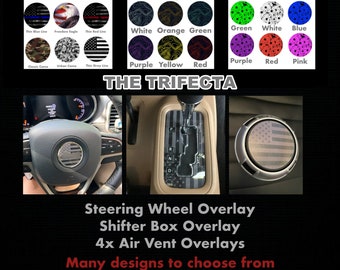 THE TRIFECTA Steering Wheel, Air Vents & Shifter Overlay Decal Fit For 2011-2018 Wranglers Only