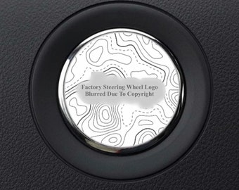 Black White Topography Map Steering Wheel Overlay Decal • Compatible with Jeep Models