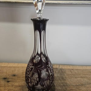 Nachtmann Traube Crystal Ruby Red Cut to Clear Wine Decanter