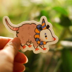 Sticker opossum de clown | Sticker liseuse Kindle pour ordinateur portable Possum Waterbottle | Sticker santé mentale | Énonciation drôle de kawaii mignon