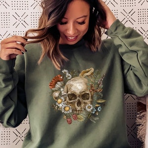 Vintage Halloween Sweatshirt, Floral Skeleton Shirt, Graphic Halloween Sweatshirt, Cute Halloween Shirt, Fall Shirt, Gift for Her
