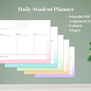 Colorful Daily Assignment Tracker | Homework Planner | Downloadable Daily Schedule | Student Planner | Printable PDF | Digital Planner Pages