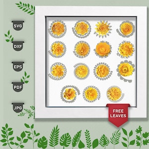 15 Paper Flower SVG, Paper Flower and Foil SVG Bundle, 3D Flower svg, Paper Flower Template,