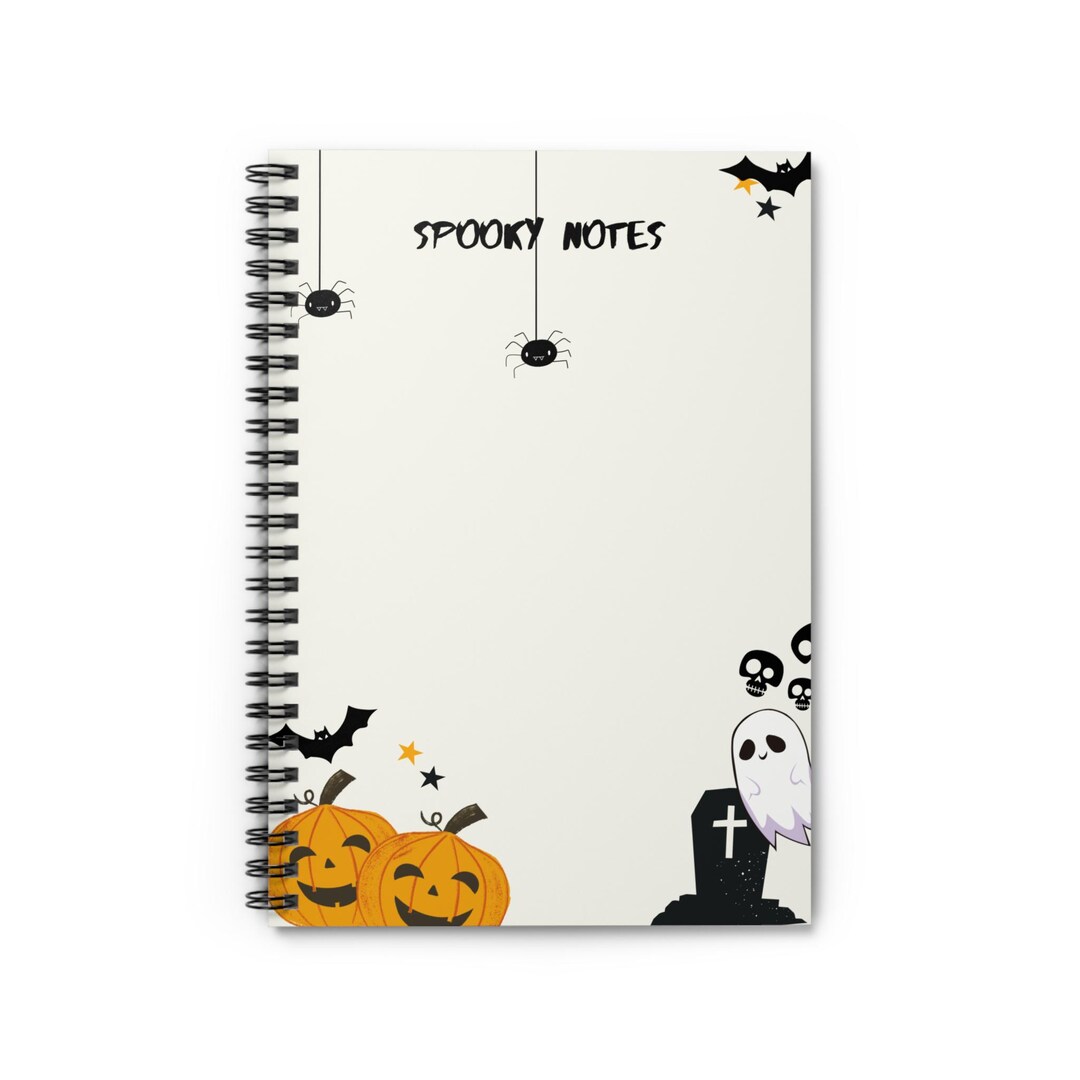 Important Note Spooky Halloween Spiral Notebook - Spooky Notes, Cute Ghosts, Pumpkin Decor ...