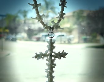 Review mirror rosary made from snake vertebrae #156