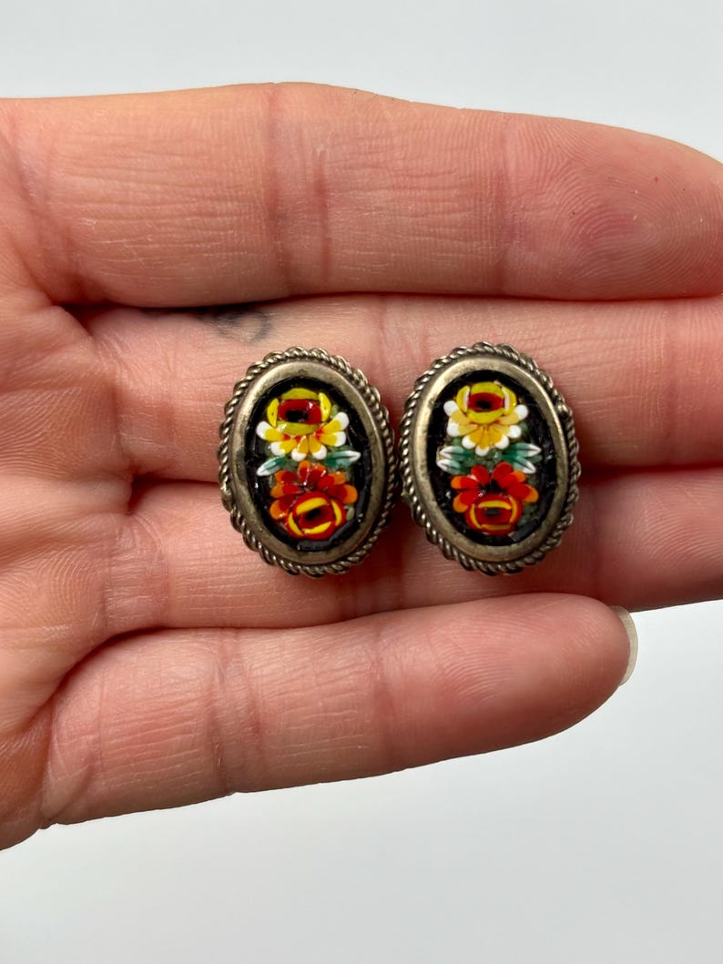 Vintage Italian Style Micro Mosaic Clip on Earrings #J43 - Etsy