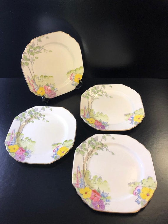 Stunning Art Deco FOLEY CHINA Tea Plates X 4 Hand Painted Etsy